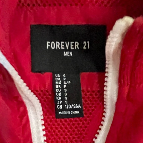 Forever 21 man jacket zip up navy and red cute jacket need to sell size small - Picture 3 of 7